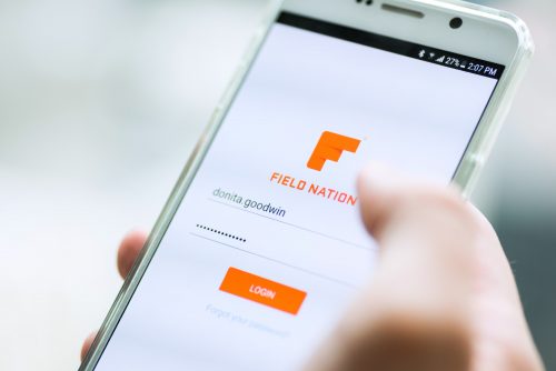 field nation app with hand