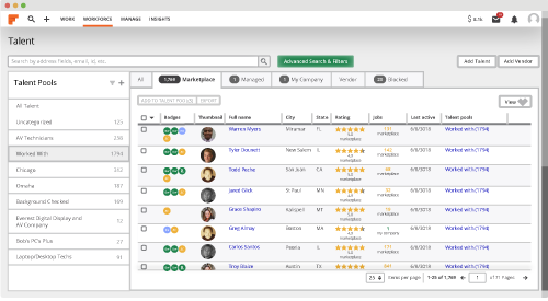 product shot of organized talent pools