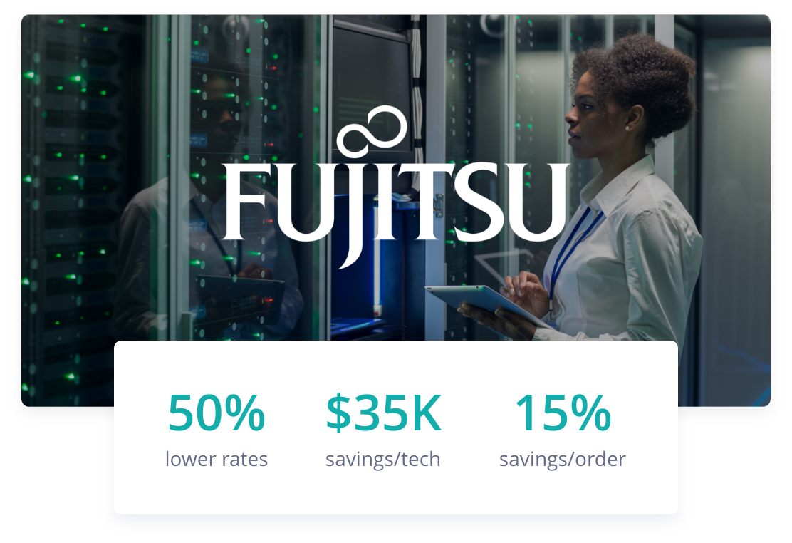 Fujitsu Logo and case study spotlight