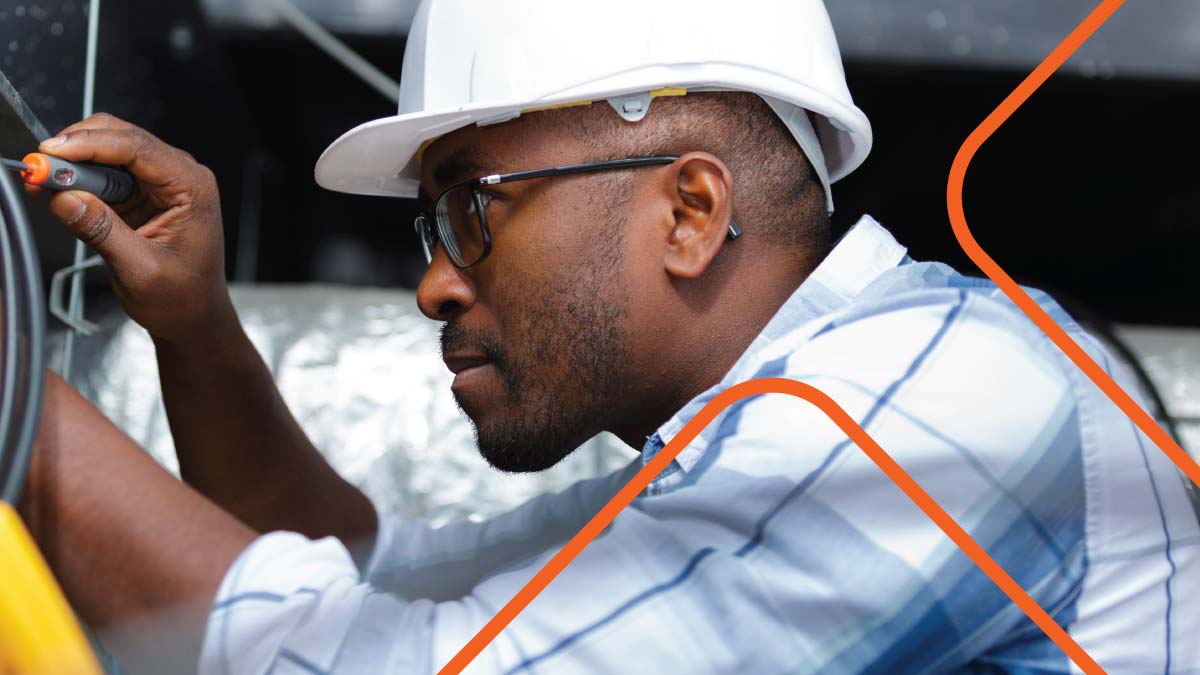 Technician performing maintenance work.